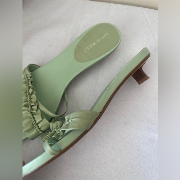 Vintage COQUETTE girl Style Kitten heels ruffles Y2K mint flats green pastel 8 - Picture 3 of 6